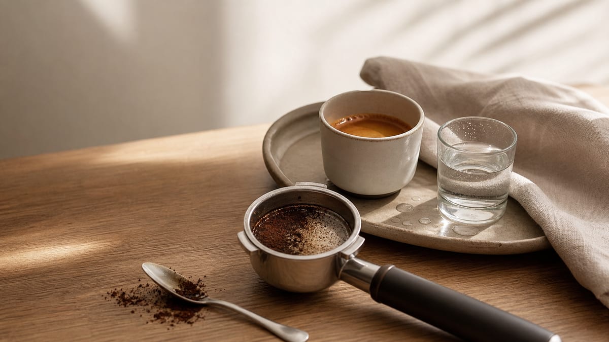 Contextual scene relating to: Breville Bambino Plus Extraction Looks Uneven, Discolored, or One-Sided.